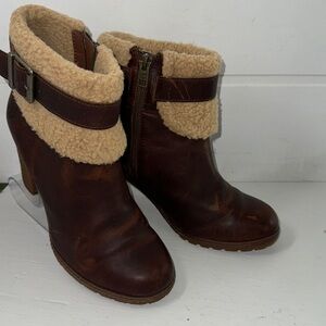 Timberland gum heeled leather zip bootie cordovan 8